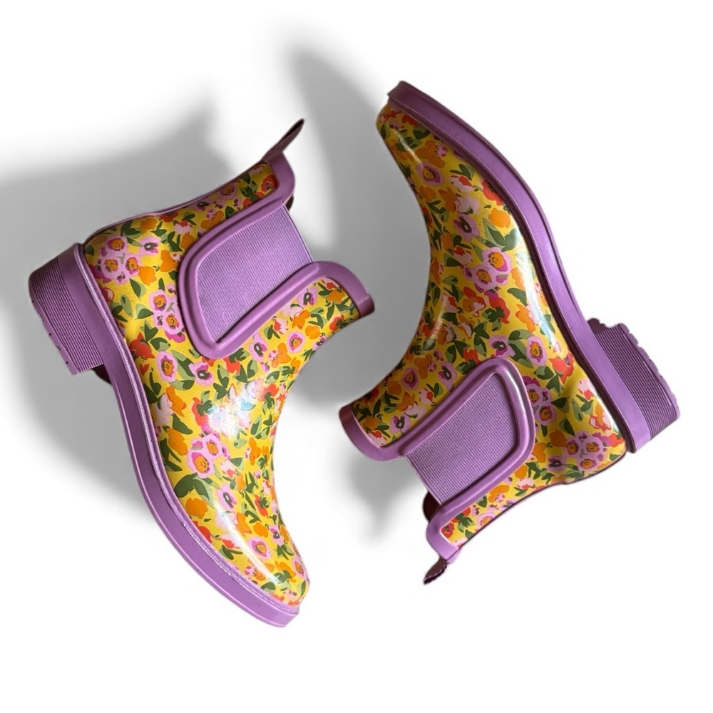 Isaac Mizrahi Floral Print Waterproof Rain Boots Chelsea Pastel Multicolor 8 - Picture 3 of 9